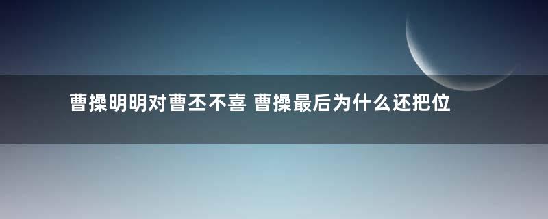 曹操明明对曹丕不喜 曹操最后为什么还把位置传给曹丕